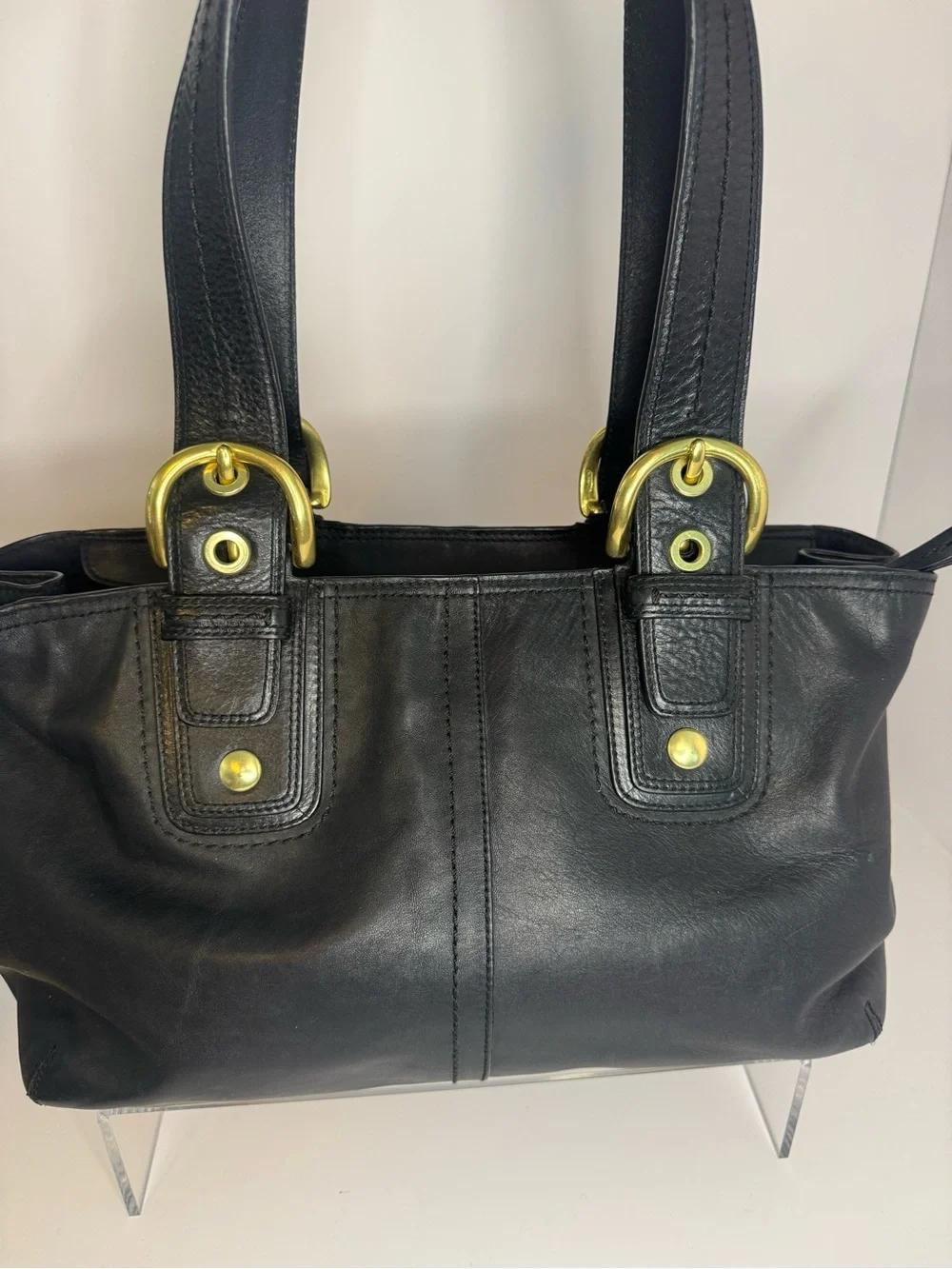 #354 Coach Soho Black Leather Satchel Shoulder Tote Bag